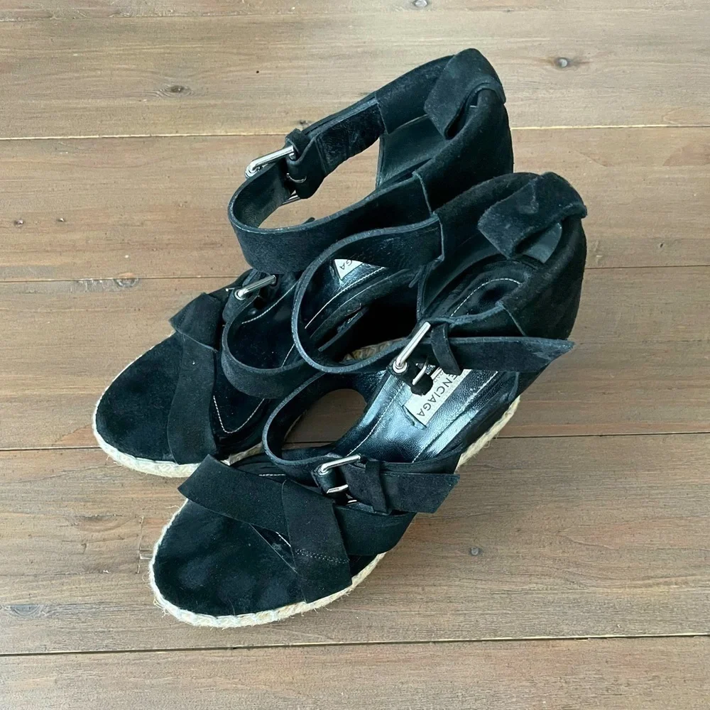 Balenciaga black suede espadrilles